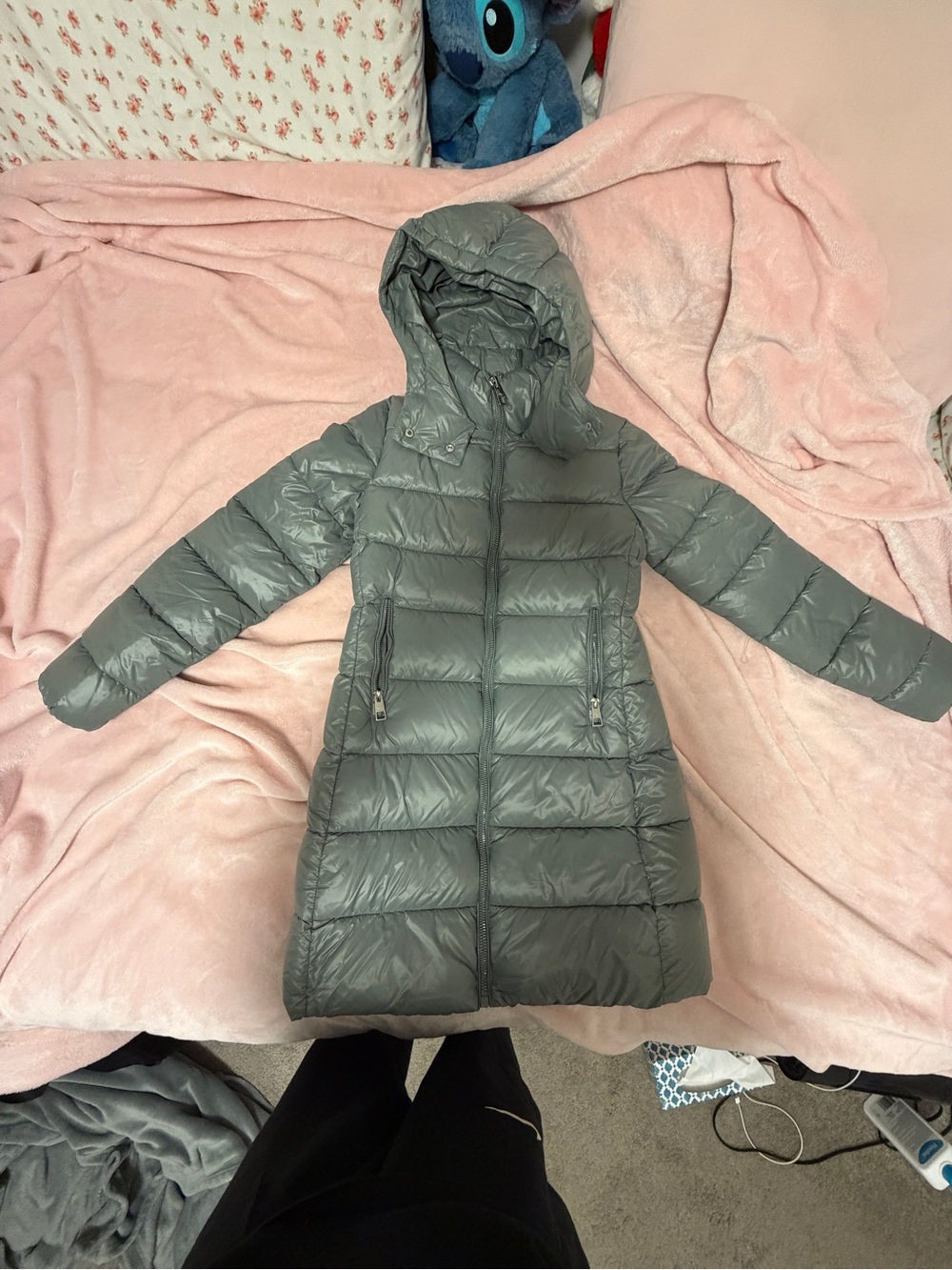 Mango women’s Long Hooded Puffer Coat - green